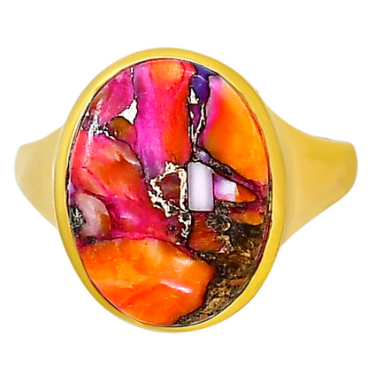 Kingman Orange Dahlia Turquoise Ring size-10 RM-1115 TR01153