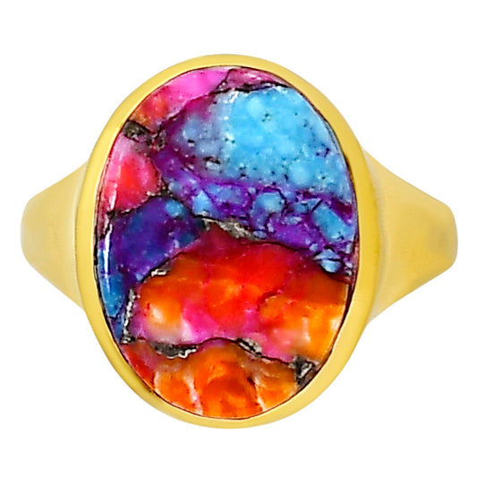 Kingman Orange Dahlia Turquoise Ring size-10 RM-1115 TR01155