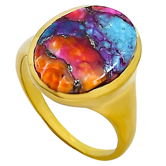 Kingman Orange Dahlia Turquoise Ring size-10 RM-1115 TR01155