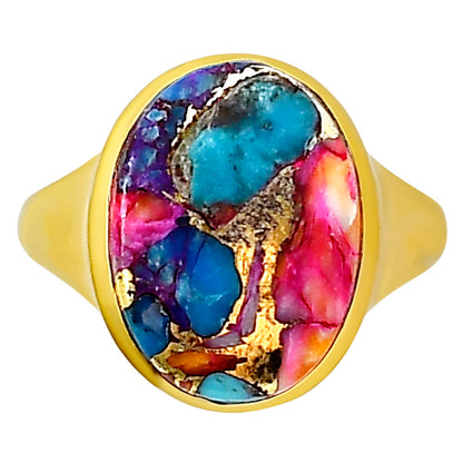 Kingman Orange Dahlia Turquoise Ring size-10 RM-1115 TR01156