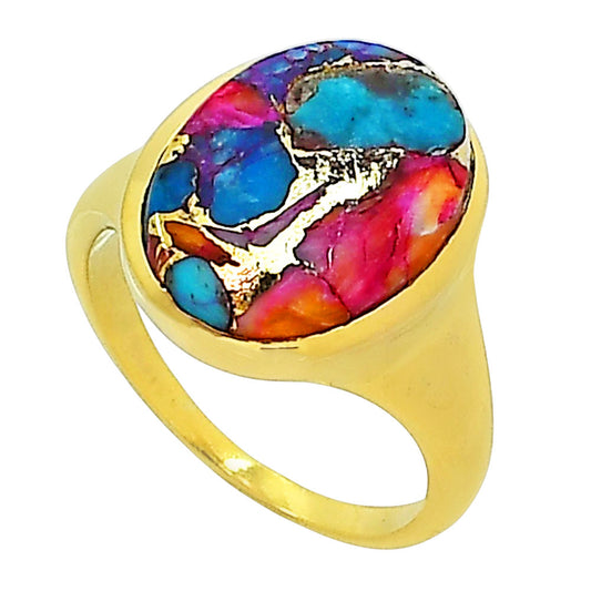 Kingman Orange Dahlia Turquoise Ring size-10 RM-1115 TR01156