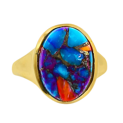 Kingman Orange Dahlia Turquoise Ring size-10 RM-1115 TR01157
