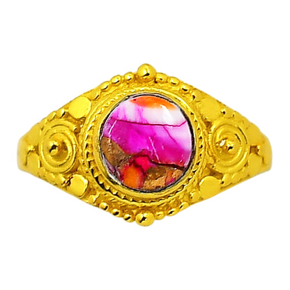 Kingman Orange Dahlia Turquoise Ring size-7 RM-1346 TR01184