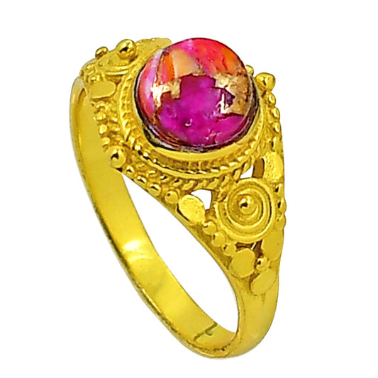 Kingman Orange Dahlia Turquoise Ring size-8 RM-1346 TR01185