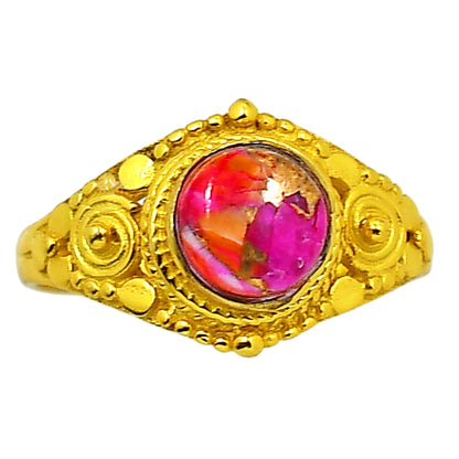 Kingman Orange Dahlia Turquoise Ring size-8 RM-1346 TR01185