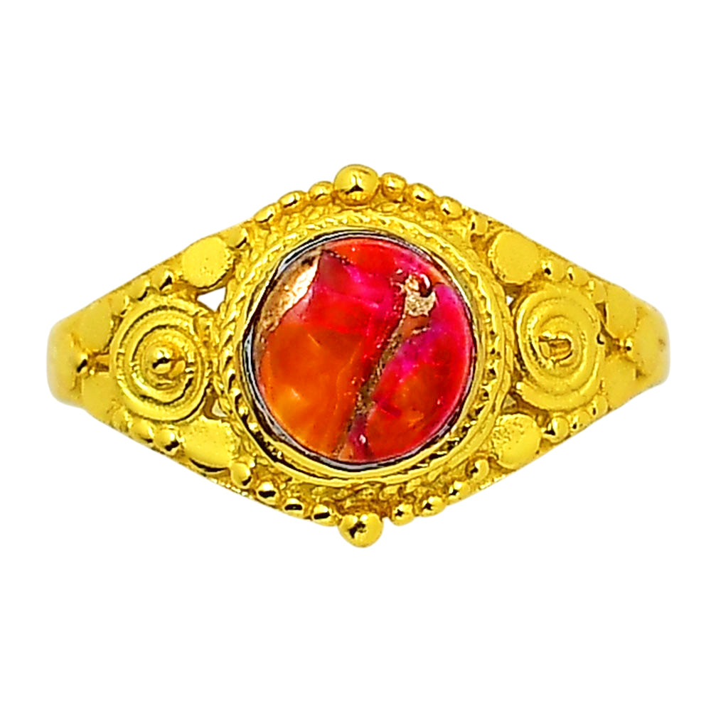 Kingman Orange Dahlia Turquoise Ring size-8 RM-1346 TR01187