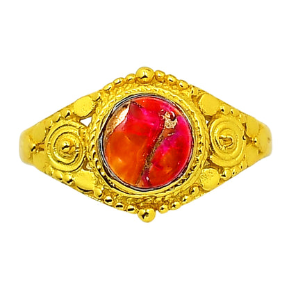 Kingman Orange Dahlia Turquoise Ring size-8 RM-1346 TR01187