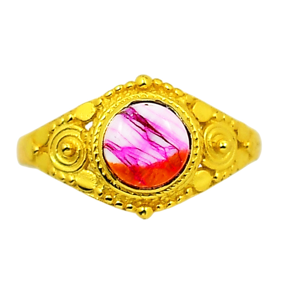 Kingman Orange Dahlia Turquoise Ring size-9 RM-1346 TR01188