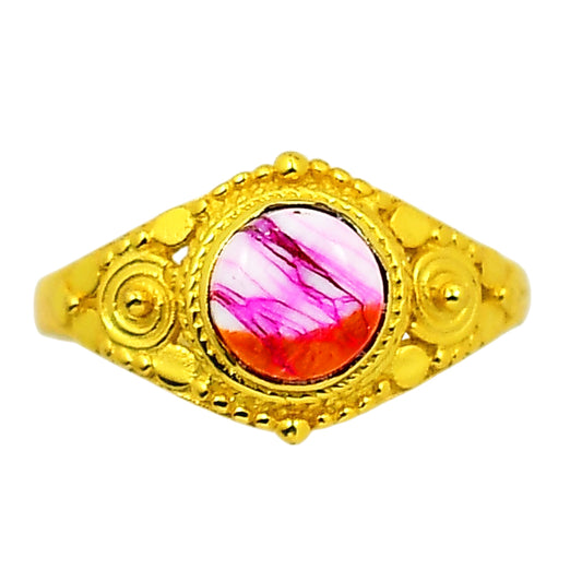 Kingman Orange Dahlia Turquoise Ring size-9 RM-1346 TR01188