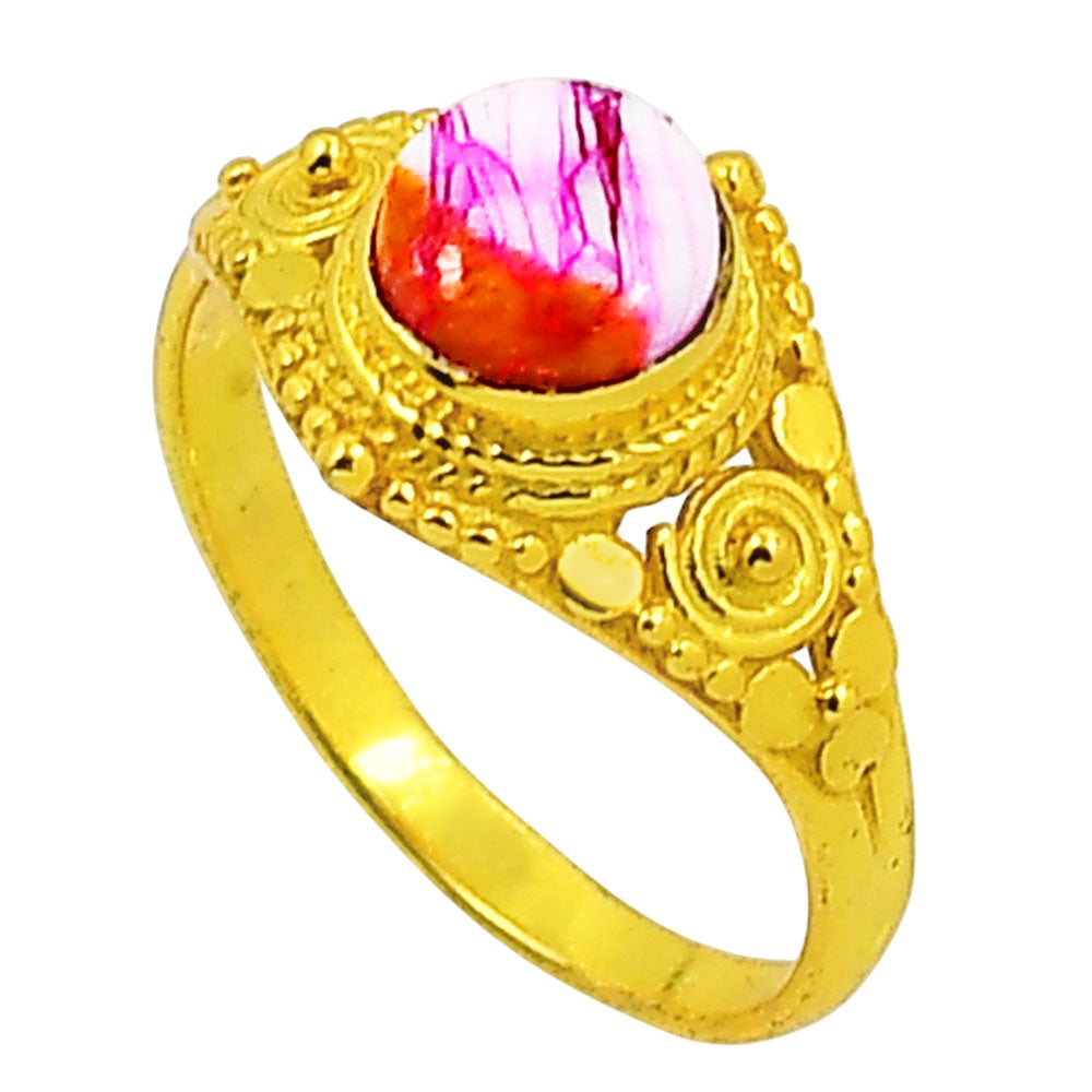 Kingman Orange Dahlia Turquoise Ring size-9 RM-1346 TR01188
