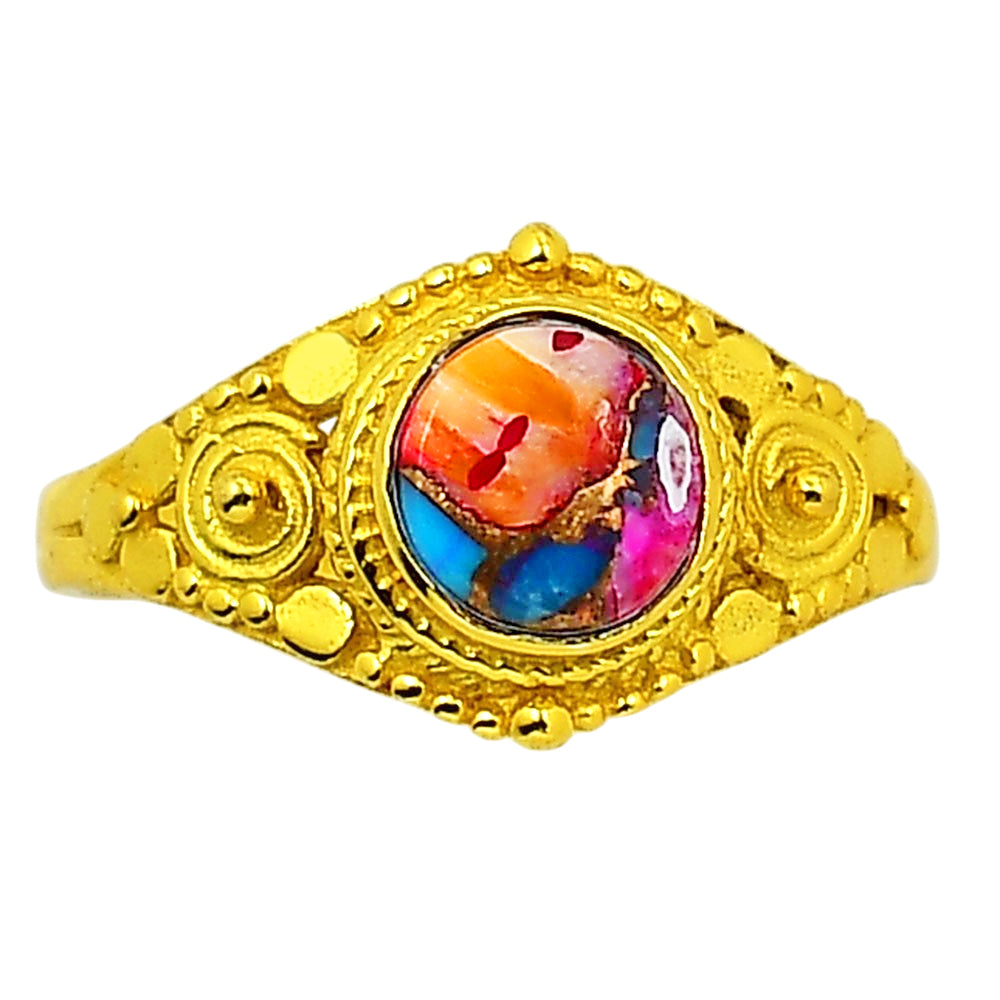 Kingman Orange Dahlia Turquoise Ring size-9 RM-1346 TR01189