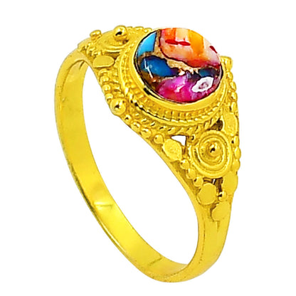 Kingman Orange Dahlia Turquoise Ring size-9 RM-1346 TR01189