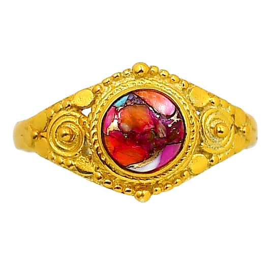 Kingman Orange Dahlia Turquoise Ring size-10 RM-1346 TR01190