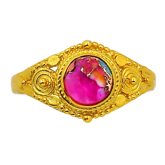 Kingman Orange Dahlia Turquoise Ring size-10 RM-1346 TR01191