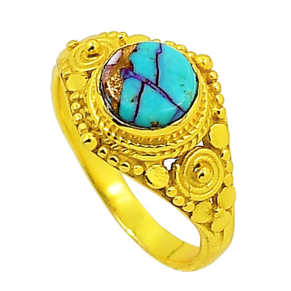 Kingman Orange Dahlia Turquoise Ring size-7 RM-1346 TR01192