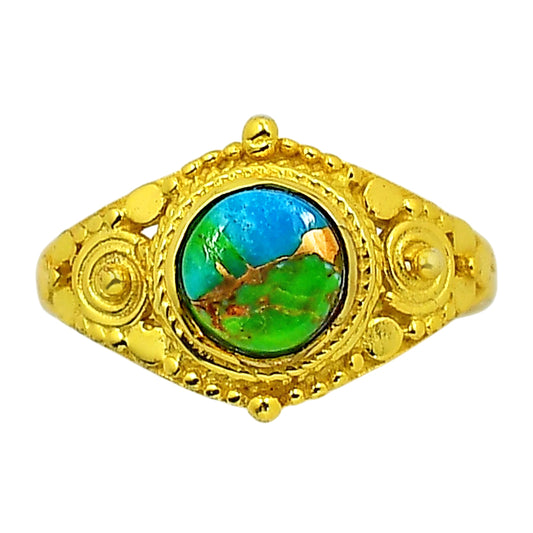 Blue Turquoise In Green Mohave Ring size-7 RM-1346 TR01193