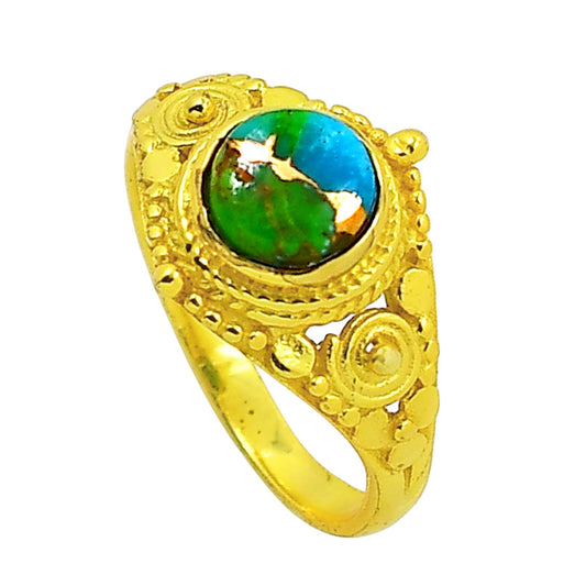 Blue Turquoise In Green Mohave Ring size-7 RM-1346 TR01193