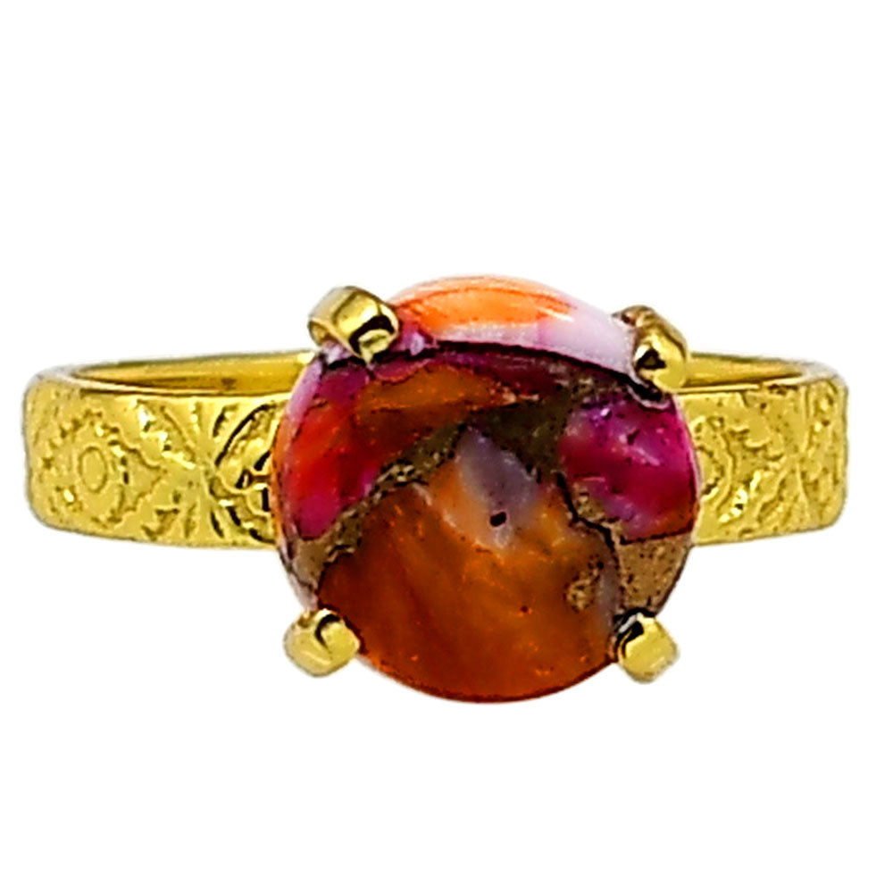 Kingman Orange Dahlia Turquoise Ring size-7 RM-1019 TR01295