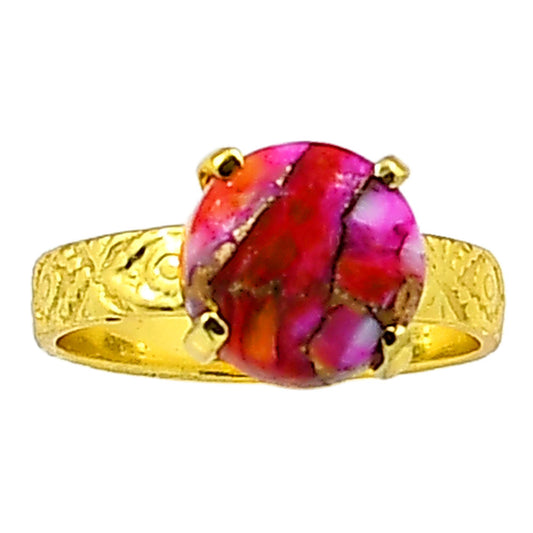 Kingman Orange Dahlia Turquoise Ring size-7 RM-1019 TR01297