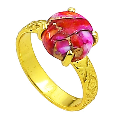 Kingman Orange Dahlia Turquoise Ring size-7 RM-1019 TR01297