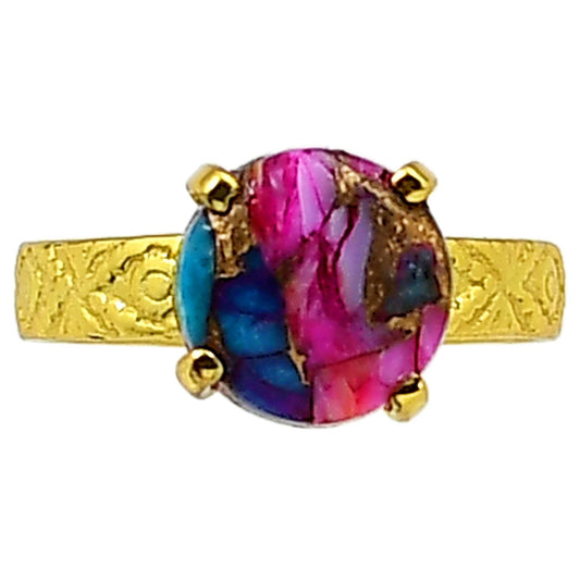 Kingman Orange Dahlia Turquoise Ring size-8 RM-1019 TR01299