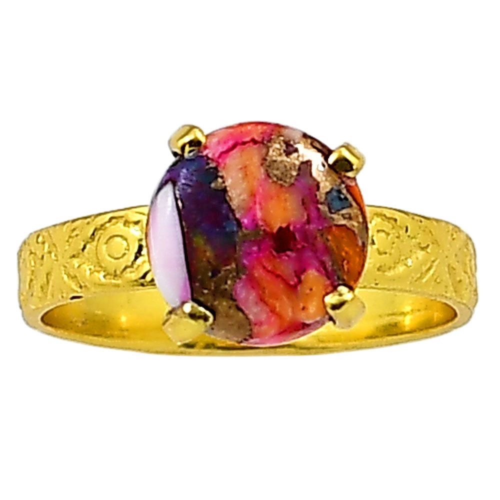 Kingman Orange Dahlia Turquoise Ring size-9 RM-1019 TR01300