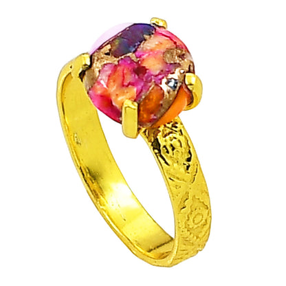 Kingman Orange Dahlia Turquoise Ring size-9 RM-1019 TR01300