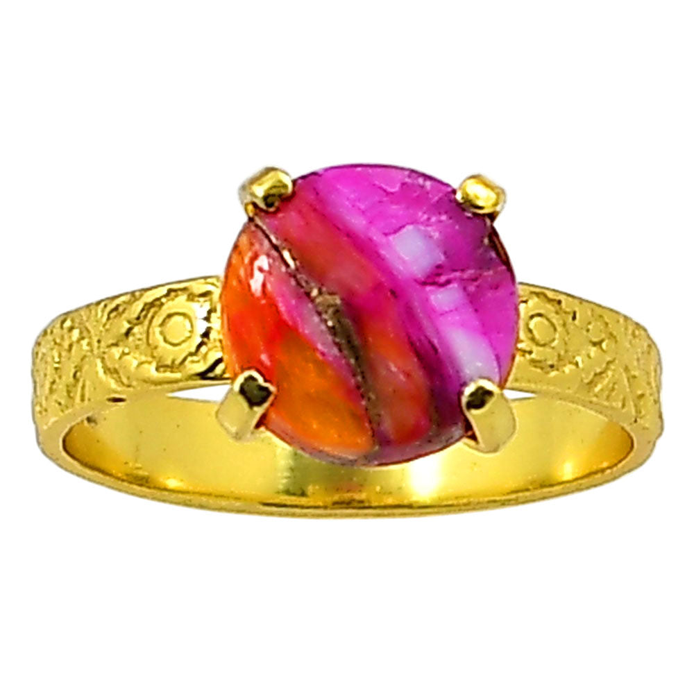 Kingman Orange Dahlia Turquoise Ring size-9 RM-1019 TR01301
