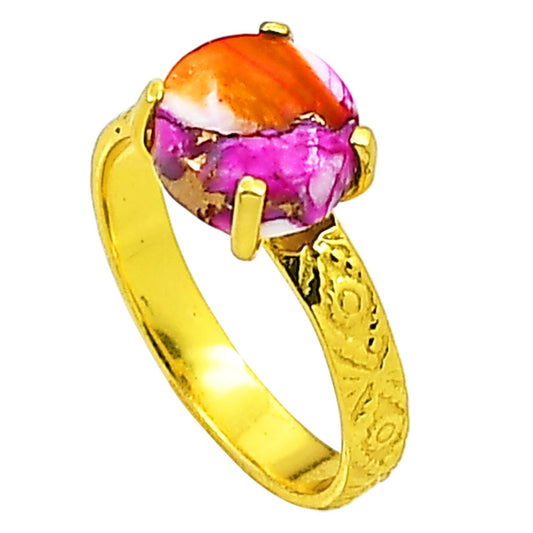 Kingman Orange Dahlia Turquoise Ring size-9.5 RM-1019 TR01302