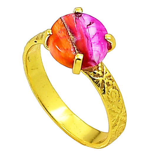 Kingman Orange Dahlia Turquoise Ring size-10 RM-1019 TR01303