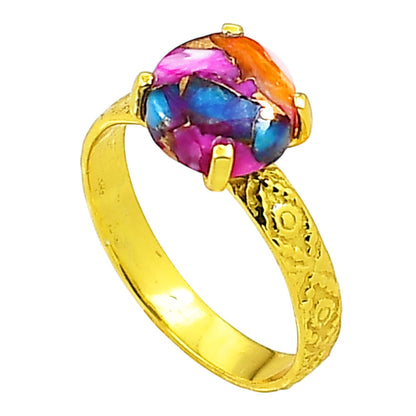 Kingman Orange Dahlia Turquoise Ring size-10 RM-1019 TR01304