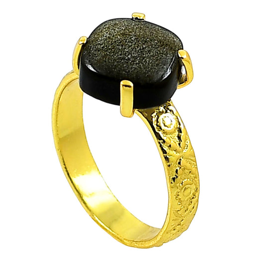 Black Obsidian Ring size-8 RM-1019 TR01317
