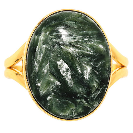 Russian Seraphinite Ring size-9 RM-1002 TR01541