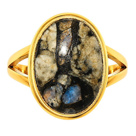 Llanite Blue Opal Crystal Sphere Ring size-8 RM-1008 TR01707