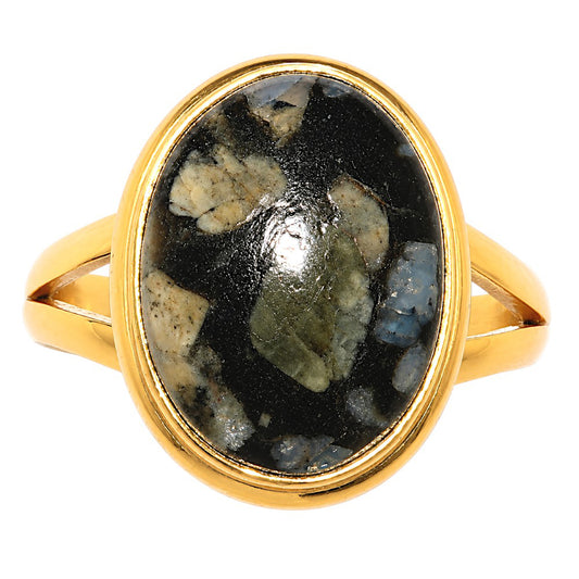 Llanite Blue Opal Crystal Sphere Ring size-9 RM-1008 TR01710