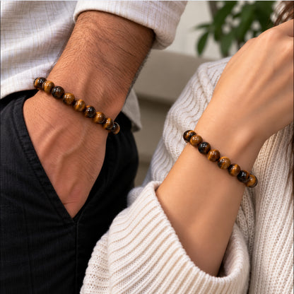 Natural Tiger Eye Unisex Bracelet for Protection, Courage & Good Luck Stone UBB1001_A
