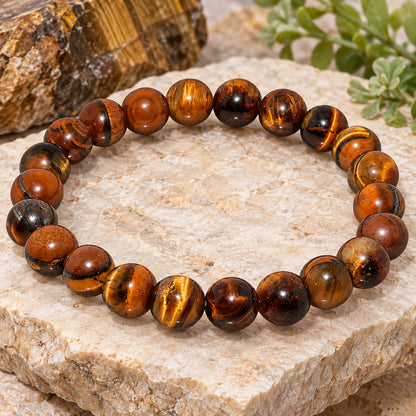 Natural Tiger Eye Unisex Bracelet for Protection, Courage & Good Luck Stone UBB1001_A