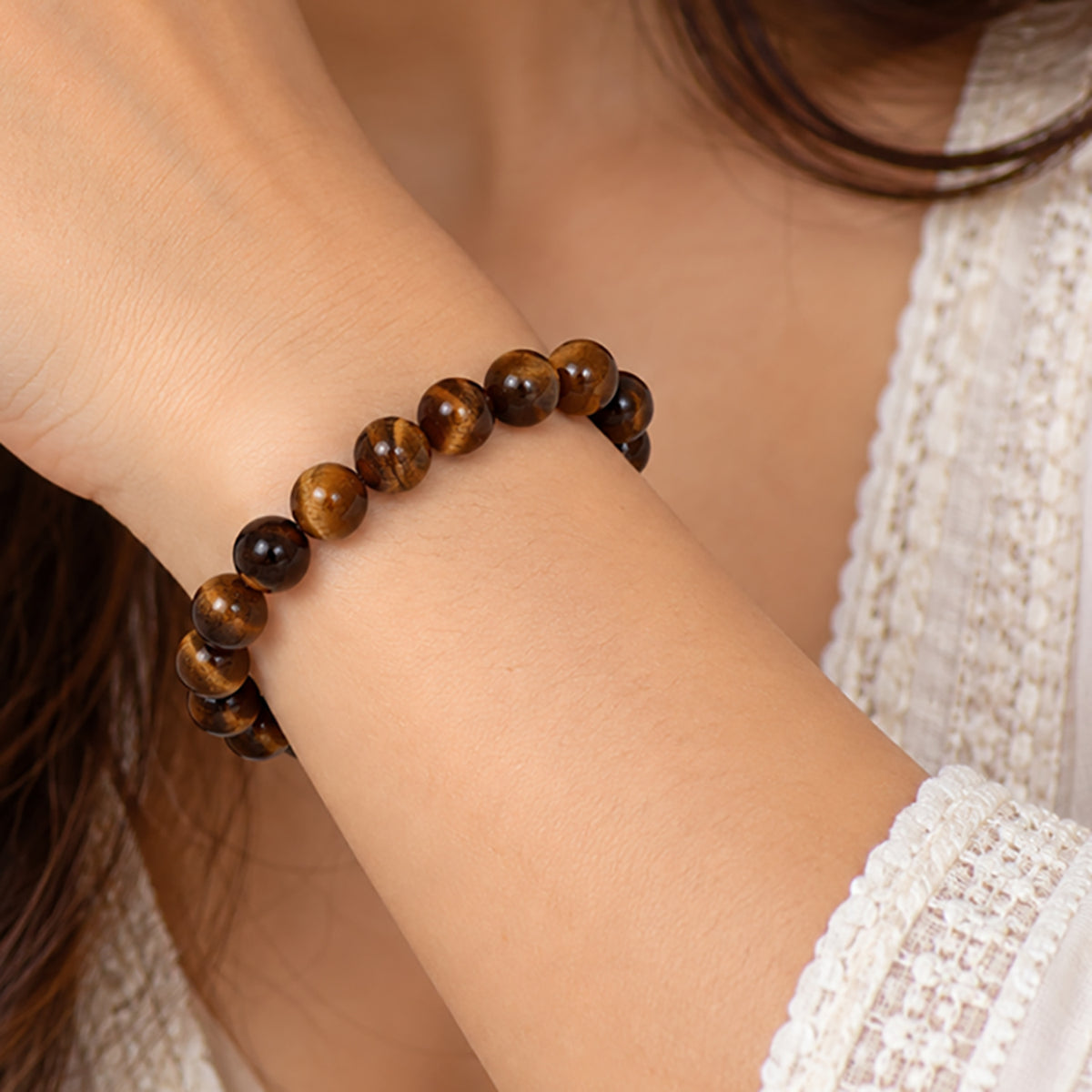 Natural Tiger Eye Unisex Bracelet for Protection, Courage & Good Luck Stone UBB1001_A