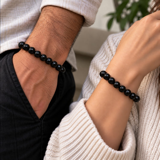 Natural Black Obsidian Unisex Bracelet for Protection, Grounding & Healing UBB1002_A