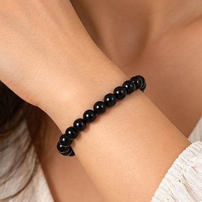 Natural Black Obsidian Unisex Bracelet for Protection, Grounding & Healing UBB1002_A
