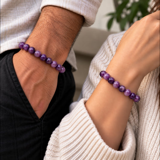 Natural African Amethyst Unisex Bracelet for Calm, Clarity & Spiritual Healing UBB1003_A