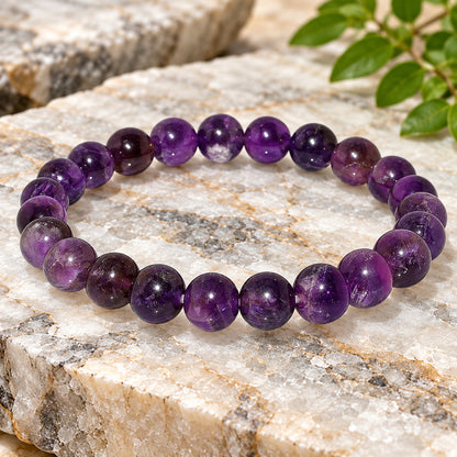 Natural African Amethyst Unisex Bracelet for Calm, Clarity & Spiritual Healing UBB1003_A