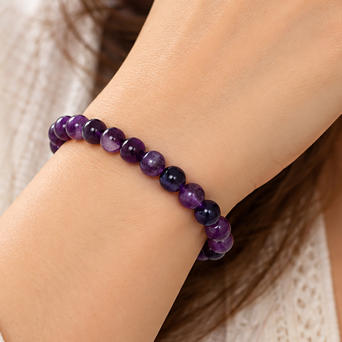 Natural African Amethyst Unisex Bracelet for Calm, Clarity & Spiritual Healing UBB1003_A
