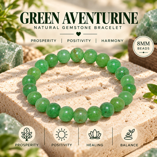 Natural Green Aventurine Unisex Bracelet for Luck, Prosperity & Positivity UBB1004_A