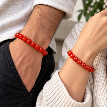 Natural Red Carnelian Unisex Bracelet for Courage, Confidence & Vitality UBB1005_A