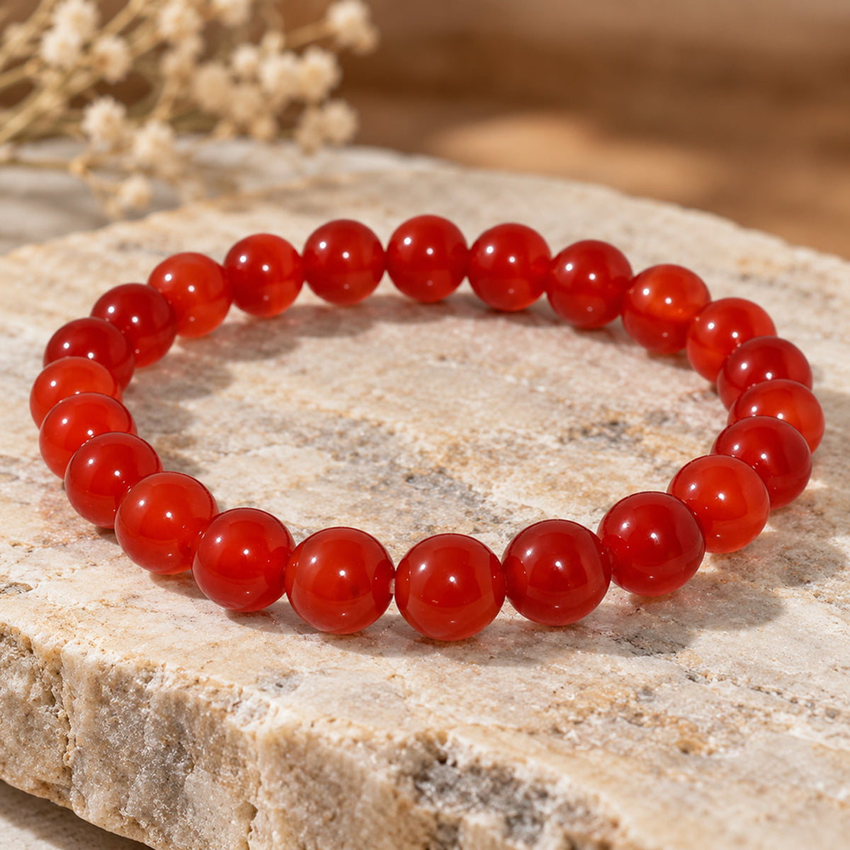 Natural Red Carnelian Unisex Bracelet for Courage, Confidence & Vitality UBB1005_A