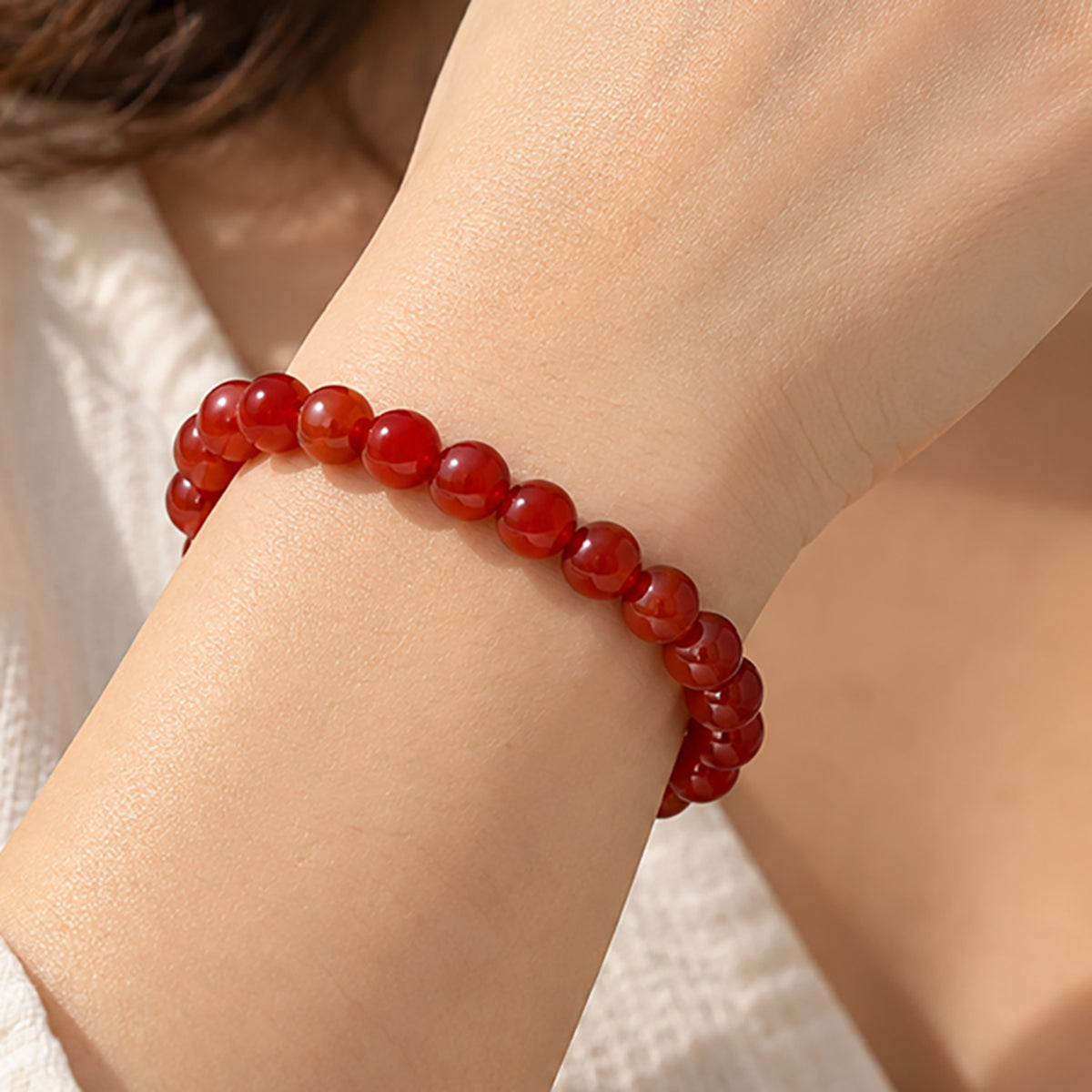 Natural Red Carnelian Unisex Bracelet for Courage, Confidence & Vitality UBB1005_A