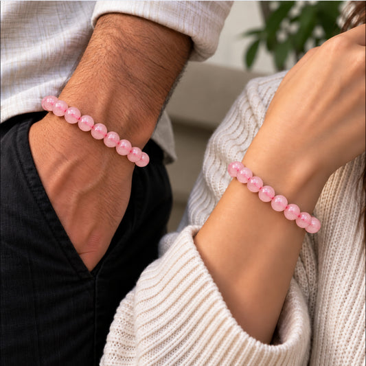 Natural Rose Quartz Unisex Bracelet for Love, Compassion & Emotional Healing UBB1006_A