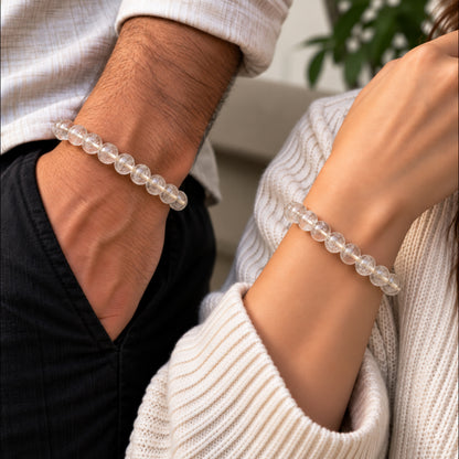 Natural Clear Quartz Unisex Bracelet for Clarity, Energy & Balance UBB1007_A