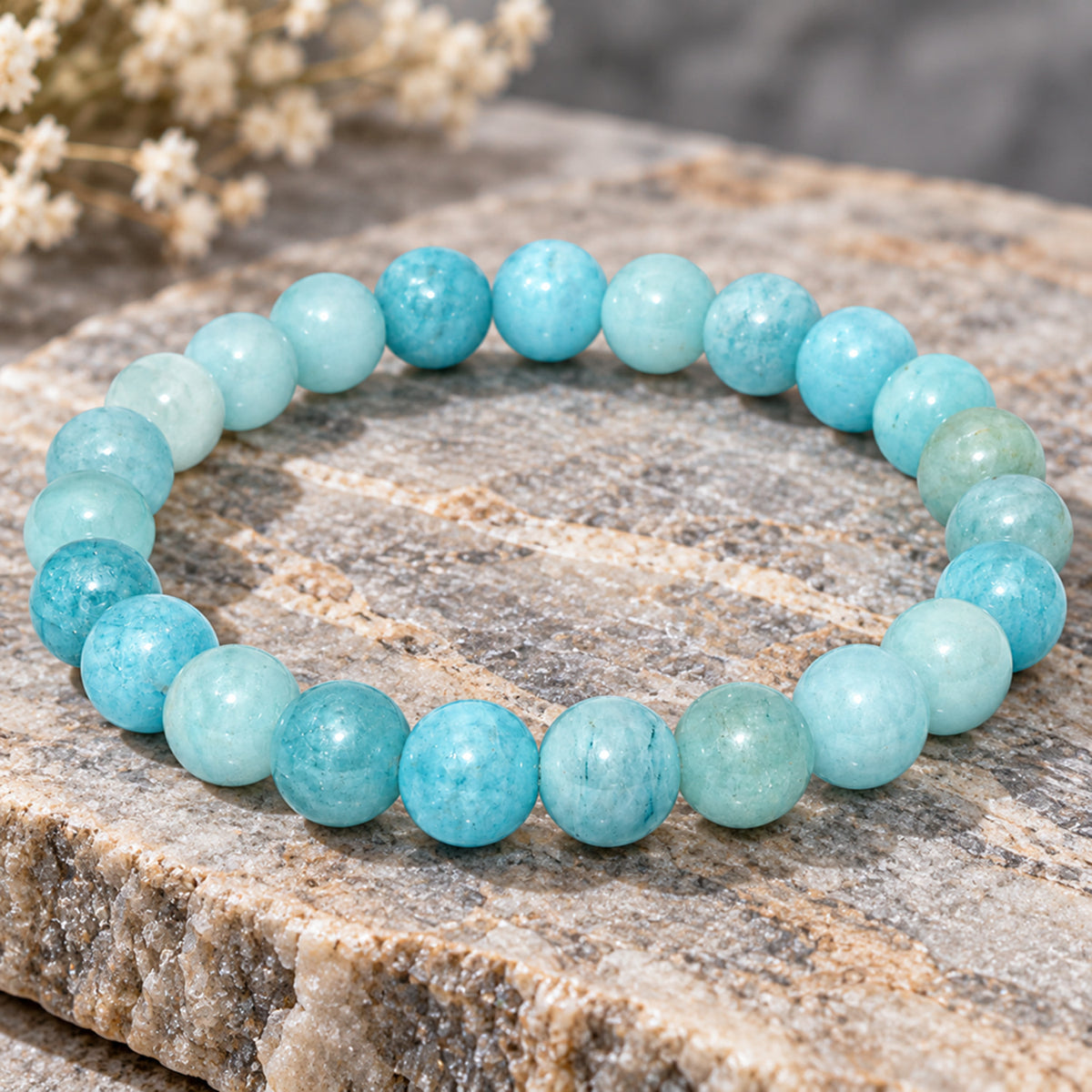 Natural Aquamarine Unisex Bracelet for Calm, Clarity & Communication UBB1008_A